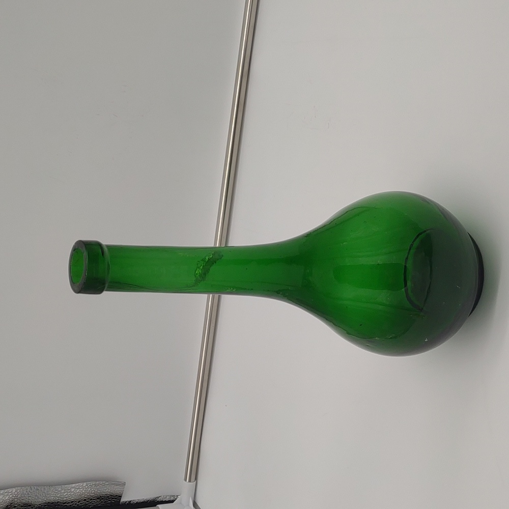 Antique vintage apothecary Green Glass bottle blown pontil mark blown air bubble